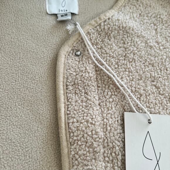 NWT Joie Snap-Button Front Cream Sherpa Teddy Jacket Size: Medium - Picture 7 of 16
